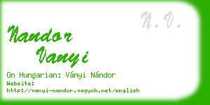 nandor vanyi business card