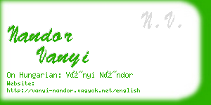 nandor vanyi business card